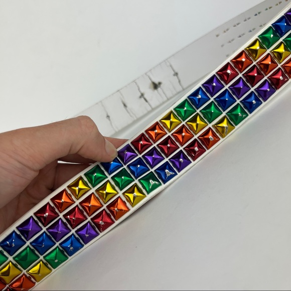Vintage Hot Topic Rainbow Studded Gothic Emo Punk Belt - Picture 5 of 7